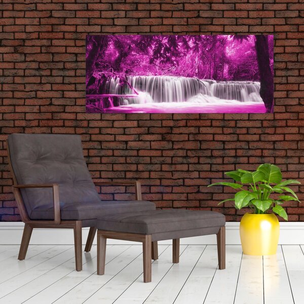 Obraz - fialový, vodopád (120x50 cm)