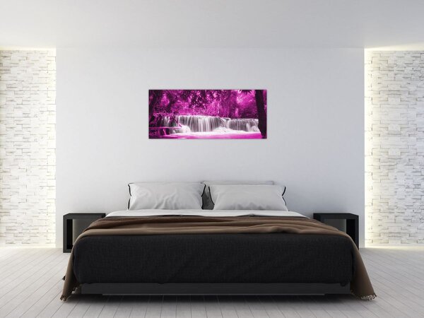 Obraz - fialový, vodopád (120x50 cm)
