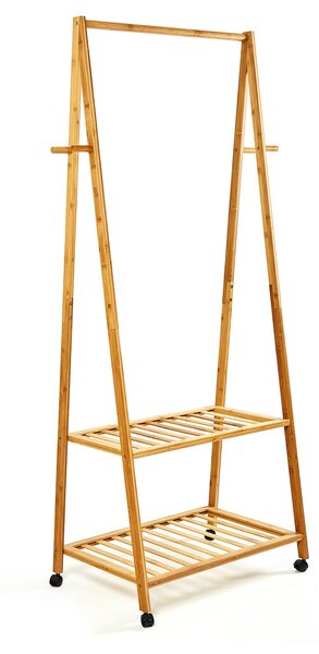 Blumfeldt Vešiak, stojan na oblečenie, 4 kolieska, 2 police, 60 × 162 × 42,5 cm, 100 % bambus