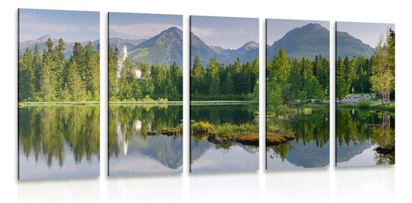 5-dielny obraz nádherná panoráma hôr pri jazere