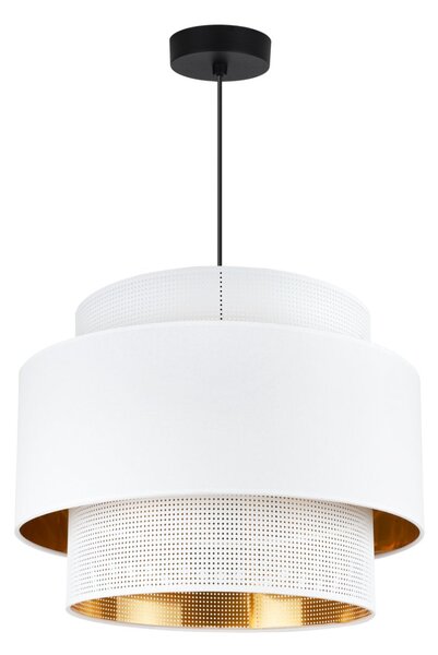 Závesné svietidlo Asti, 1x PVC/biele textilné tienidlo, (fi 40cm), g/c, b