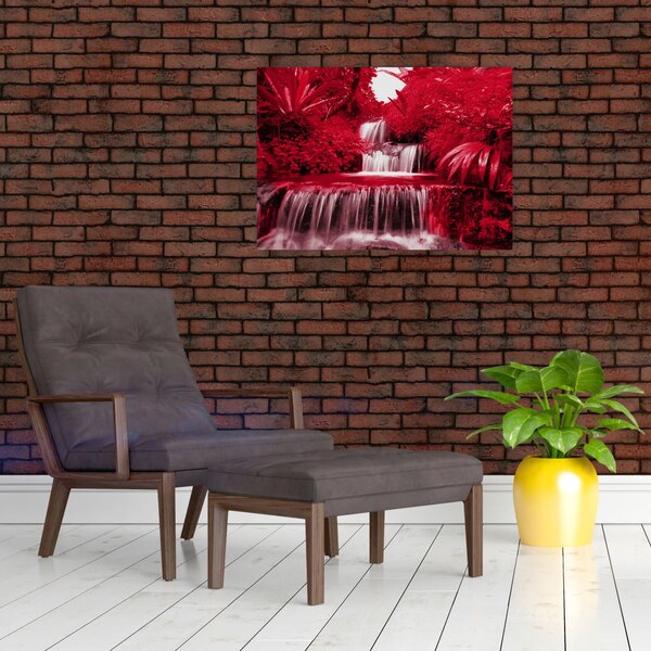 Obraz - Indonézske vodopády v červenej (70x50 cm)