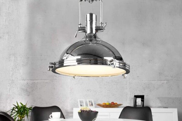 Chrómovaná závesná lampa Industrial Ø 45 cm »