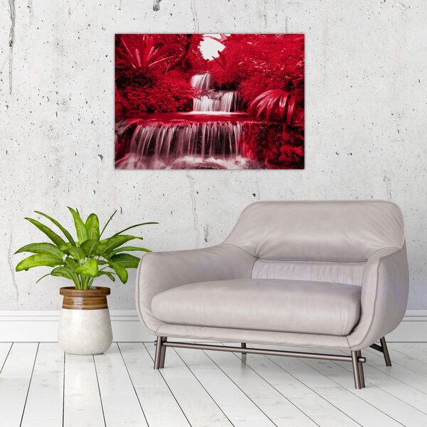 Obraz - Indonézske vodopády v červenej (70x50 cm)