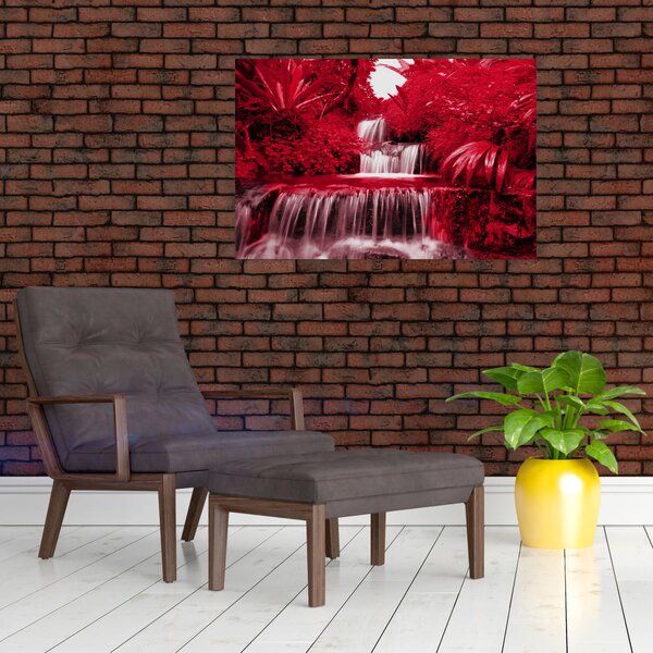 Obraz - Indonézske vodopády v červenej (90x60 cm)