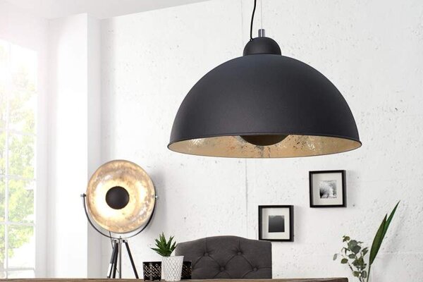 Čierno-strieborná závesná lampa Studio »