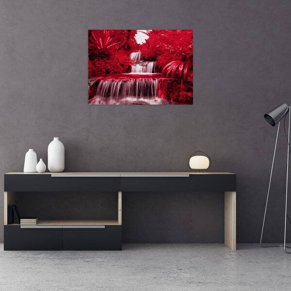 Obraz - Indonézske vodopády v červenej (70x50 cm)