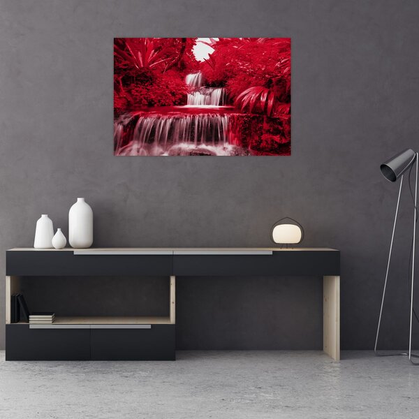 Obraz - Indonézske vodopády v červenej (90x60 cm)