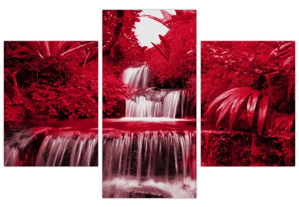 Obraz - Indonézske vodopády v červenej (90x60 cm)