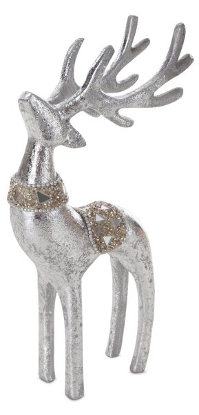 VIANOČNÁ SOŠKA DEER 23CM STRIEBORNÁ