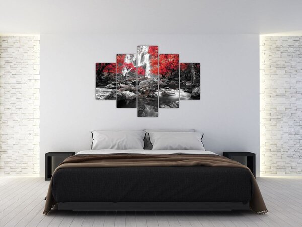 Obraz - Vodopády v jesennej krajine (150x105 cm)