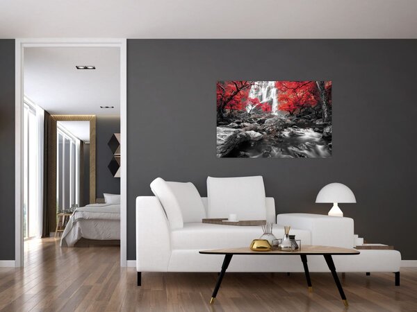 Obraz - Vodopády v jesennej krajine (90x60 cm)