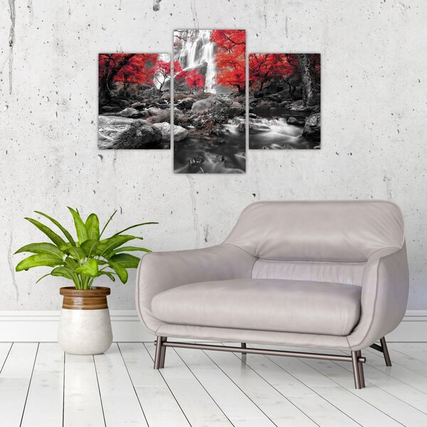 Obraz - Vodopády v jesennej krajine (90x60 cm)
