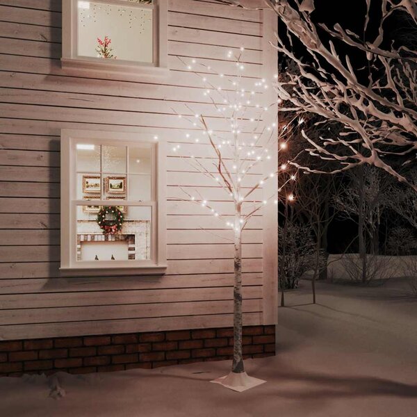 LED strom s dizajnom bielej brezy 128 teplých bielych LED 220cm