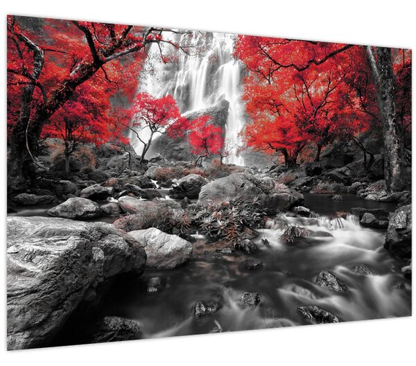 Obraz - Vodopády v jesennej krajine (90x60 cm)
