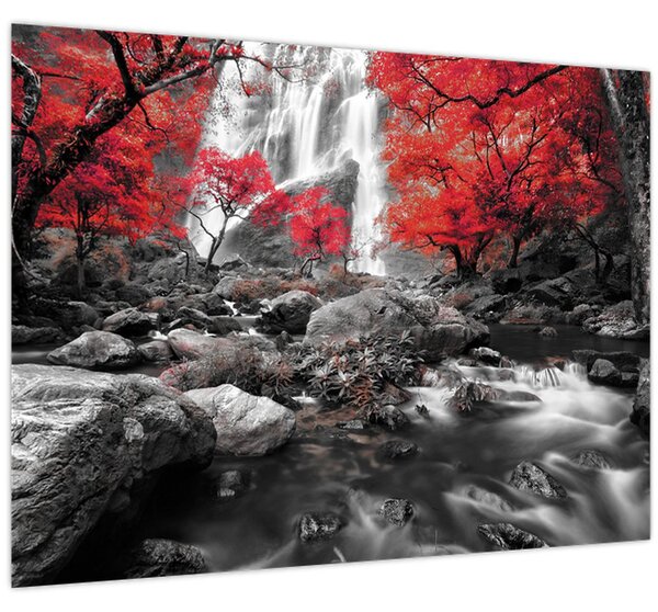 Obraz - Vodopády v jesennej krajine (70x50 cm)