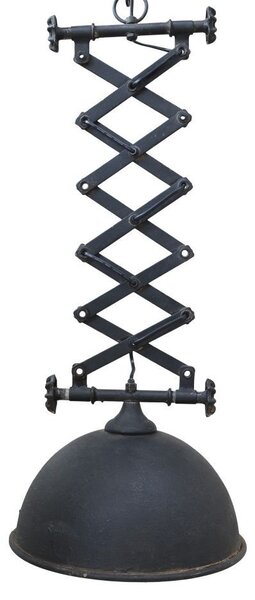 Industriálne čierne antik kovové závesné svetlo Fact ceiling - Ø32*55-72 cm - Chic Antique