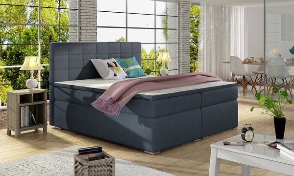 Čalúnená manželská posteľ s úložným priestorom Anzia 160 - modrá