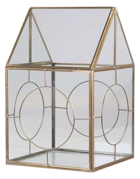 Bronzová antik kovová lampáš Candle house - 20*20*33cm - Chic Antique