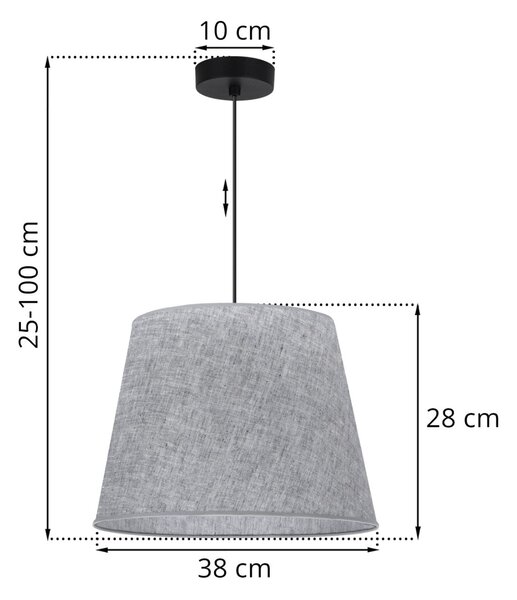 Závesné svietidlo Len1, 1x šedé textilné tienidlo, (fi 38 cm), b