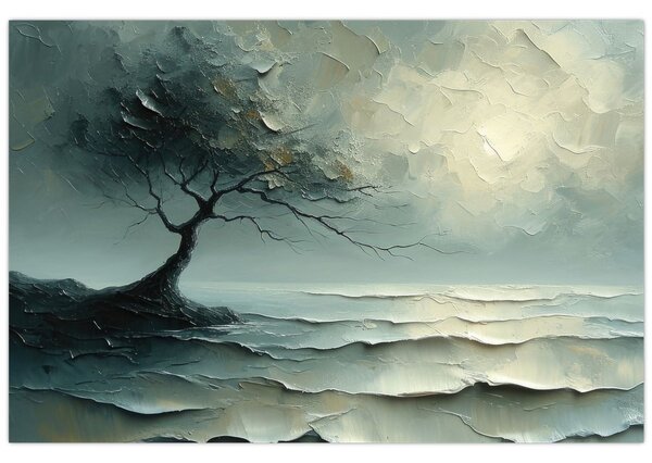 Obraz - Olejomaľba stromu s oceánom (90x60 cm)