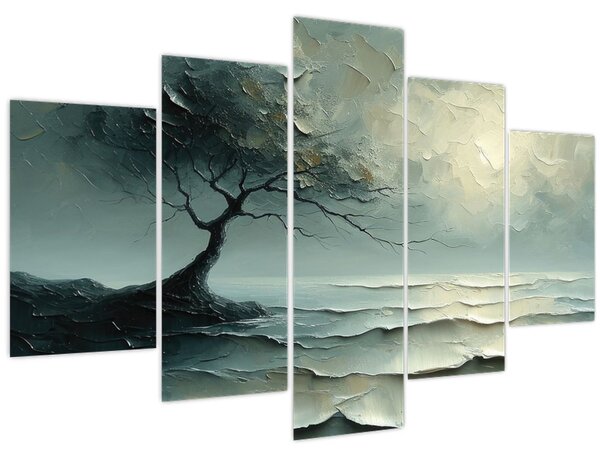 Obraz - Olejomaľba stromu s oceánom (150x105 cm)