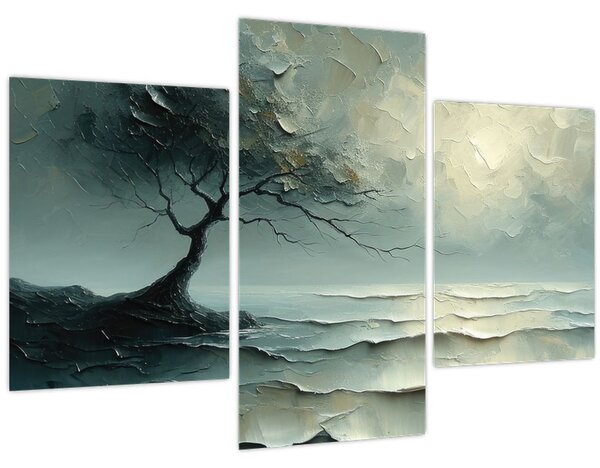 Obraz - Olejomaľba stromu s oceánom (90x60 cm)