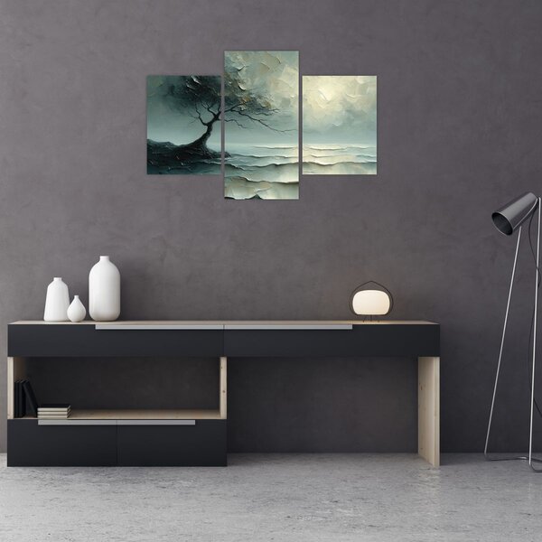 Obraz - Olejomaľba stromu s oceánom (90x60 cm)