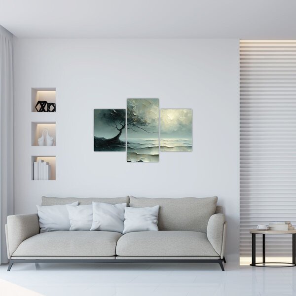 Obraz - Olejomaľba stromu s oceánom (90x60 cm)
