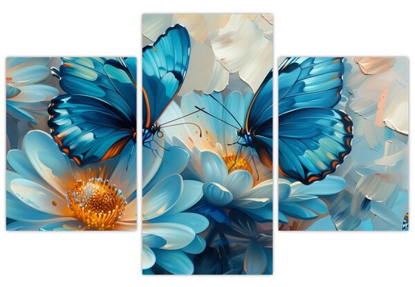 Obraz - Modrí motýle (90x60 cm)