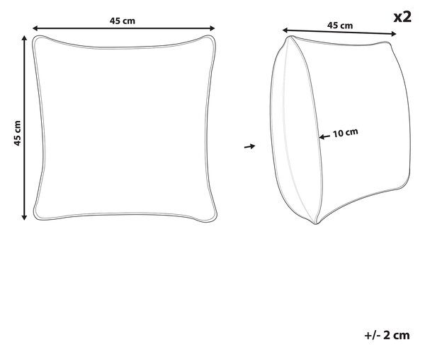 Sada 2 záhradných vankúšov béžová polyester 45 x 45 cm štvorcová vzor listov s motívom moderný dizajn dekoračný vankúš