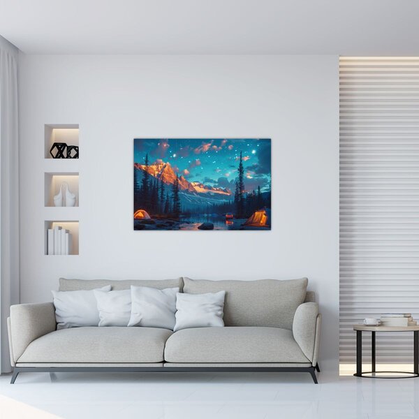 Obraz - Kempovanie v horách (90x60 cm)
