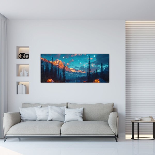 Obraz - Kempovanie v horách (120x50 cm)