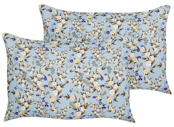 Sada 2 vonkajších vankúšov modrá polyester 40 x 60 cm obdĺžniková kvetinová potlač vzor dekoračný vankúš záhrada terasa
