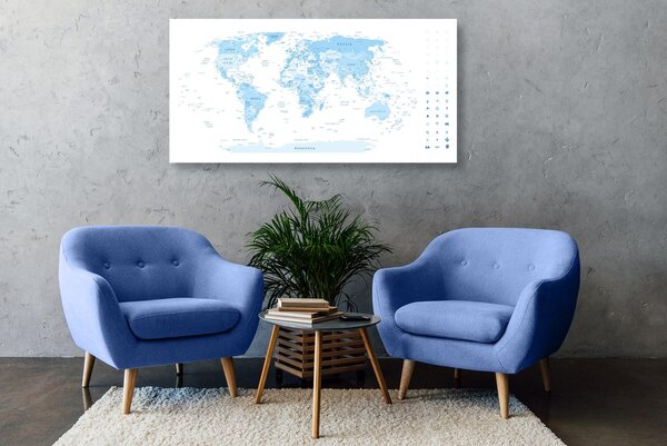 Obraz na korku detailná mapa sveta v modrej farbe