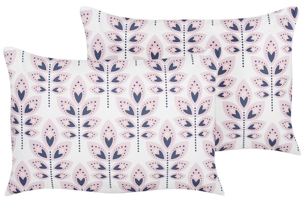 Sada 2 záhradných vankúšov krémová biela polyester 40 x 60 cm obdĺžniková vzor listov s motívom moderný dizajn dekoračný vankúš