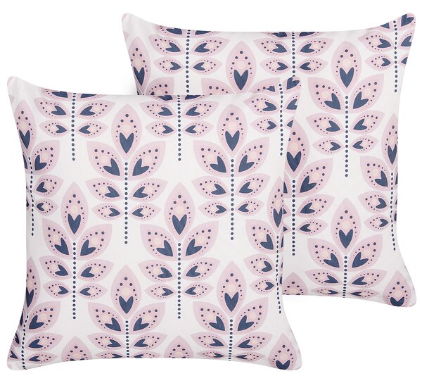 Sada 2 záhradných vankúšov béžová polyester 45 x 45 cm štvorcová vzor listov s motívom moderný dizajn dekoračný vankúš