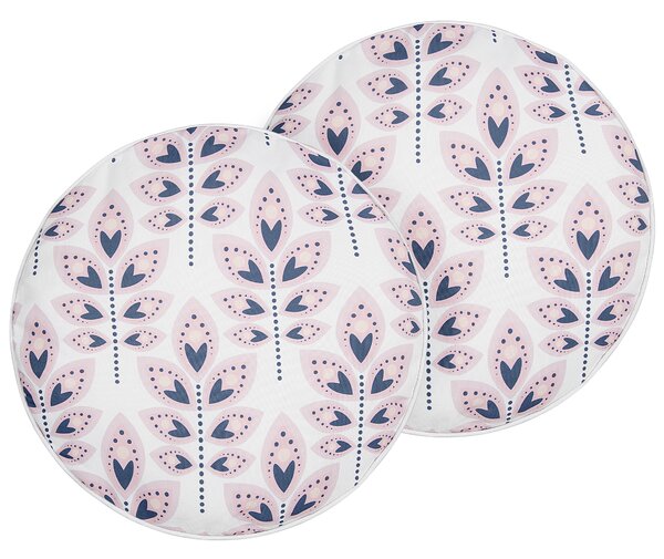Sada 2 záhradných vankúšov béžová polyester ⌀ 40 cm okrúhla vzor listov s motívom moderný dizajn dekoračný vankúš