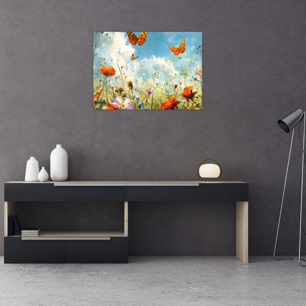 Obraz - Motýle na letnej lúke (70x50 cm)