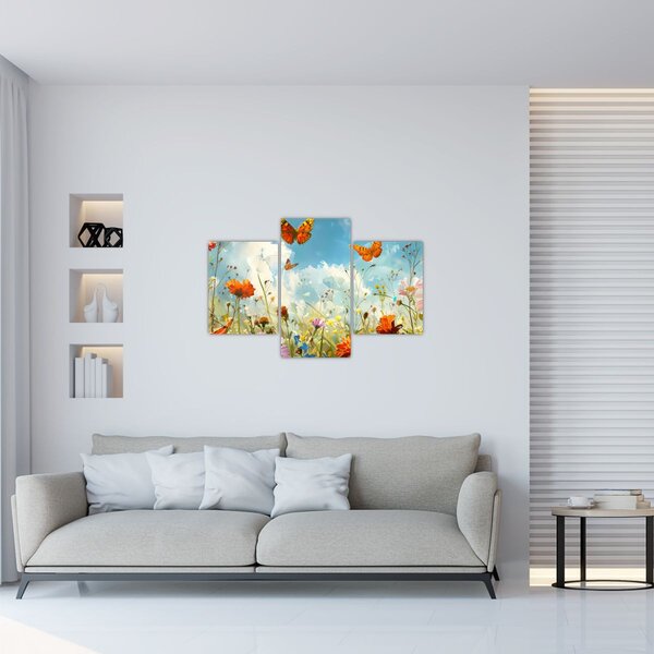 Obraz - Motýle na letnej lúke (90x60 cm)