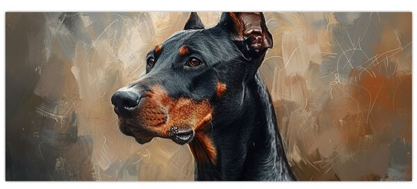 Obraz - Portrét Dobermana (120x50 cm)