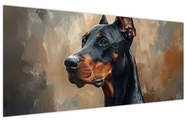 Obraz - Portrét Dobermana (120x50 cm)