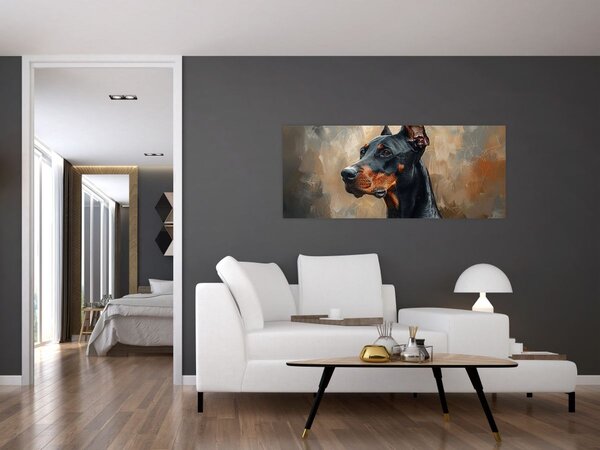 Obraz - Portrét Dobermana (120x50 cm)