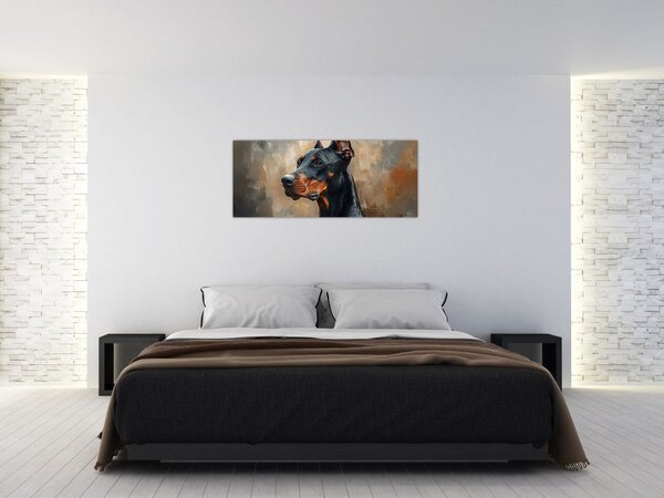 Obraz - Portrét Dobermana (120x50 cm)