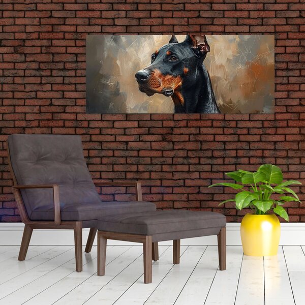 Obraz - Portrét Dobermana (120x50 cm)