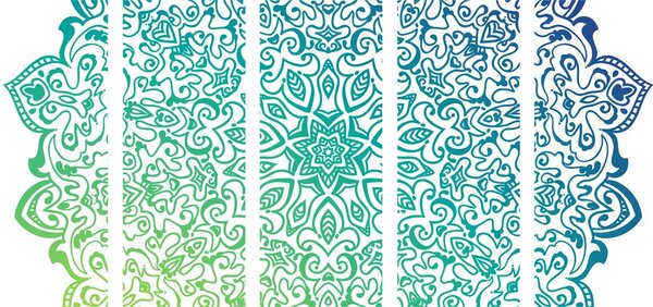 5-dielny obraz modrozelená Mandala