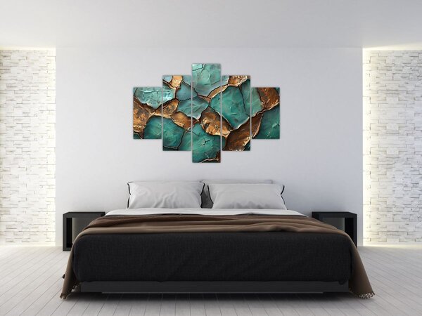 Obraz - Zeleno-zlatá maľba (150x105 cm)