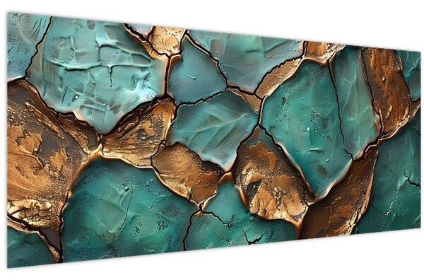 Obraz - Zeleno-zlatá maľba (120x50 cm)
