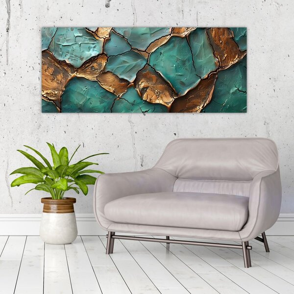 Obraz - Zeleno-zlatá maľba (120x50 cm)
