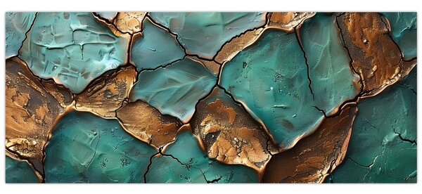 Obraz - Zeleno-zlatá maľba (120x50 cm)